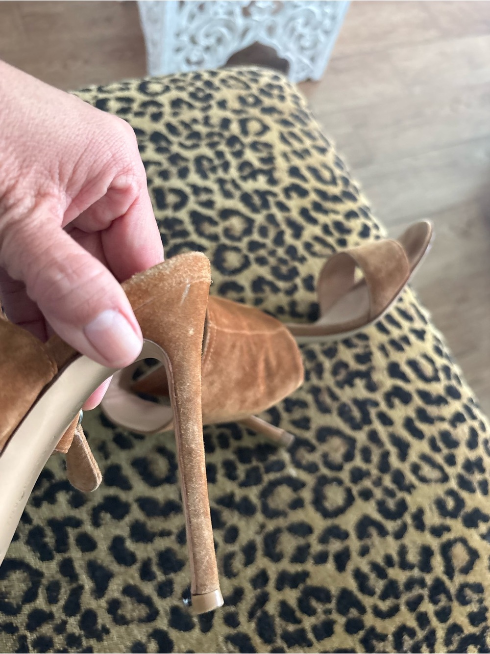 Gianvito Rossi Tan Suede 4 inch Heel Sandals with Zip Accent -6.5 - Picture 8 of 10